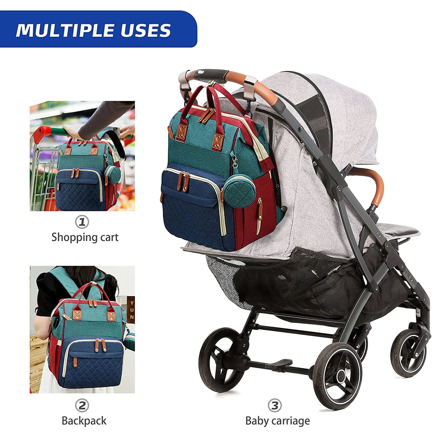NestVoyage™ 3‑in‑1 Diaper Bag & Portable Changing Station