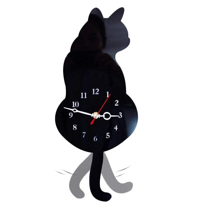 Rocking Tail Cat Hanging Clock