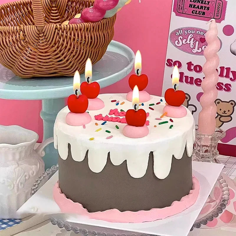 Cherry Birthday Cake Candle Cherry Fruit Candle Pink Girl Cute Candle Creative Children's Cartoon Candle