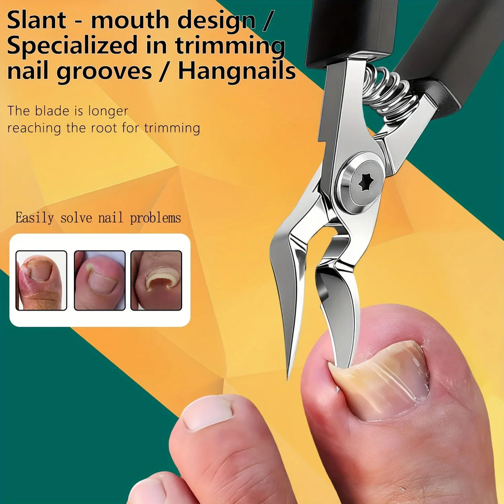 1Pieces Heavy-Duty Stainless Steel Nail Clipper, Thick Toenail & Fingernail Clipper for Adults, Professional-Grade Curved Blade