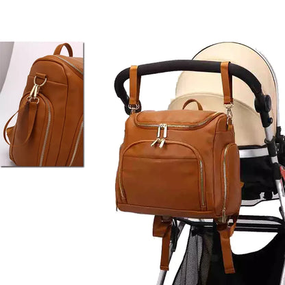 Premium Extra Large Vegan Leather Diaper Bag Tote Backpack