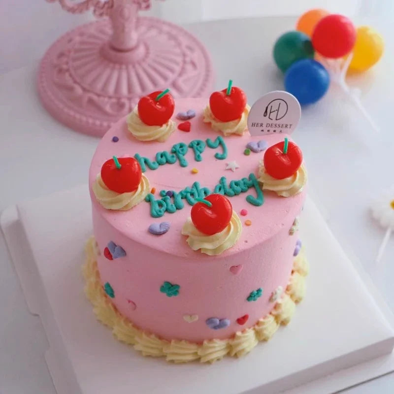 Cherry Birthday Cake Candle Cherry Fruit Candle Pink Girl Cute Candle Creative Children's Cartoon Candle
