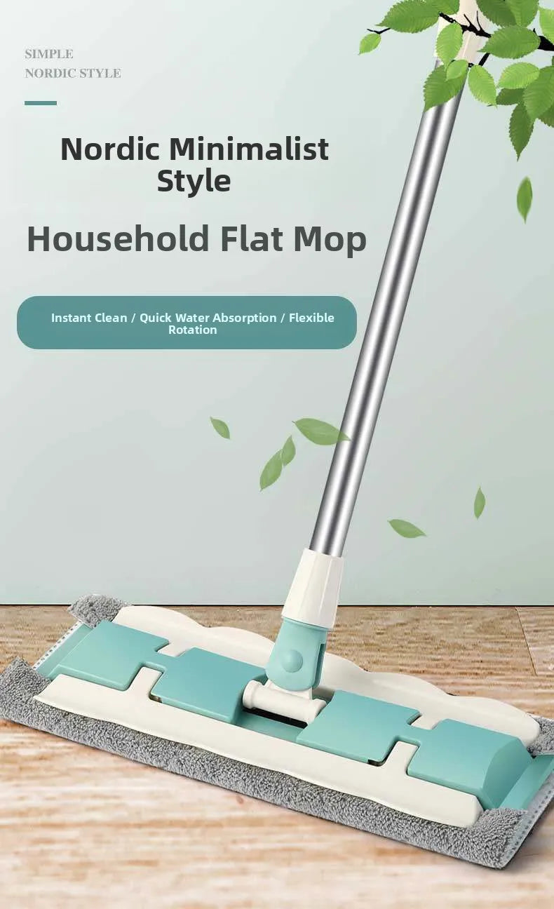 YUOSDON Broom Holder Flat Mop Cloth Clip Stainless Steel Handle Ultrafine Fiber Mop Head for Home Office School Cleaning