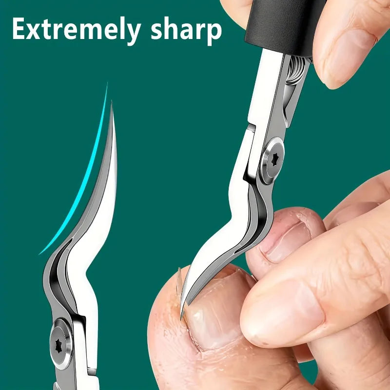 1Pieces Heavy-Duty Stainless Steel Nail Clipper, Thick Toenail & Fingernail Clipper for Adults, Professional-Grade Curved Blade