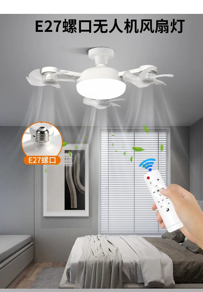 Intelligent ceiling light electric fan light Kitchen high wind power Silent Easy to clean e27 Screw Fan Light Restaurant Fan Eye