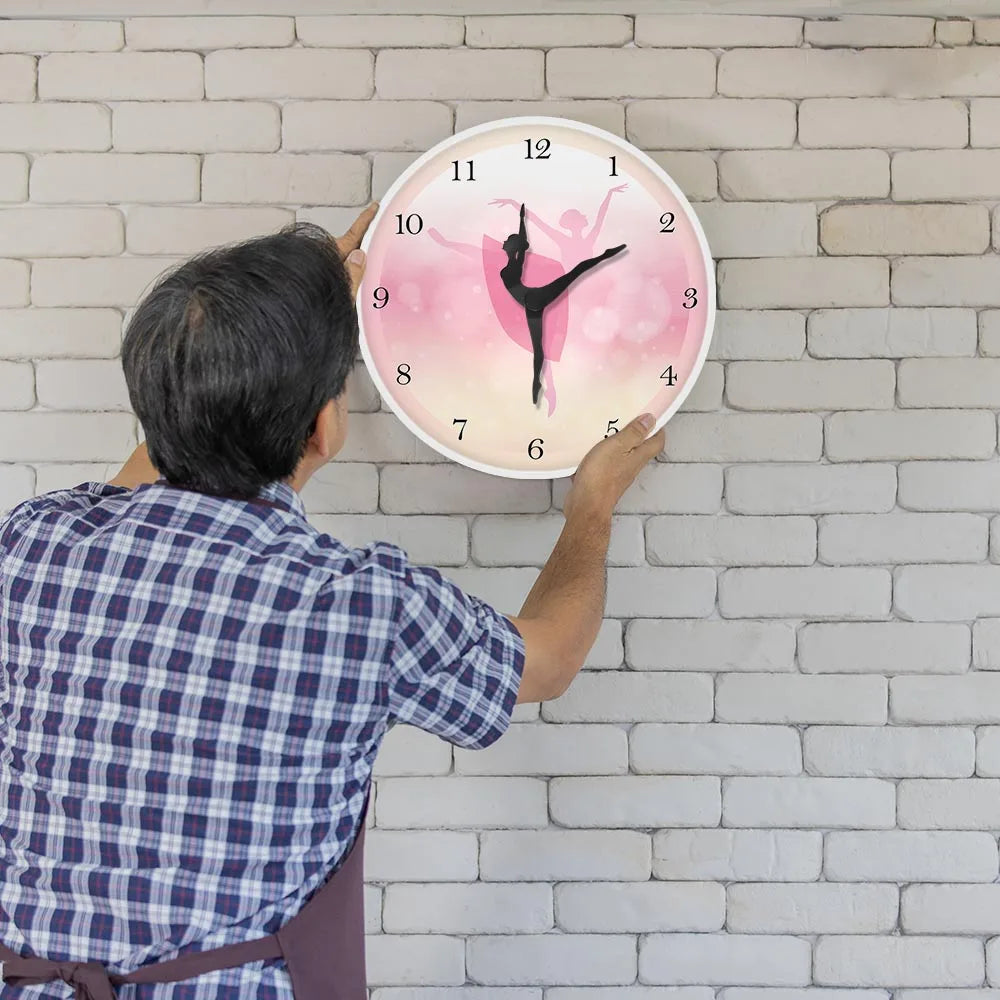 Girl Bedroom Decor Ballet Girl Princess Pink Wall Clock Baby Girl Dancing Wall Clock Ballerina Moving Leg Dancing Clock Watch