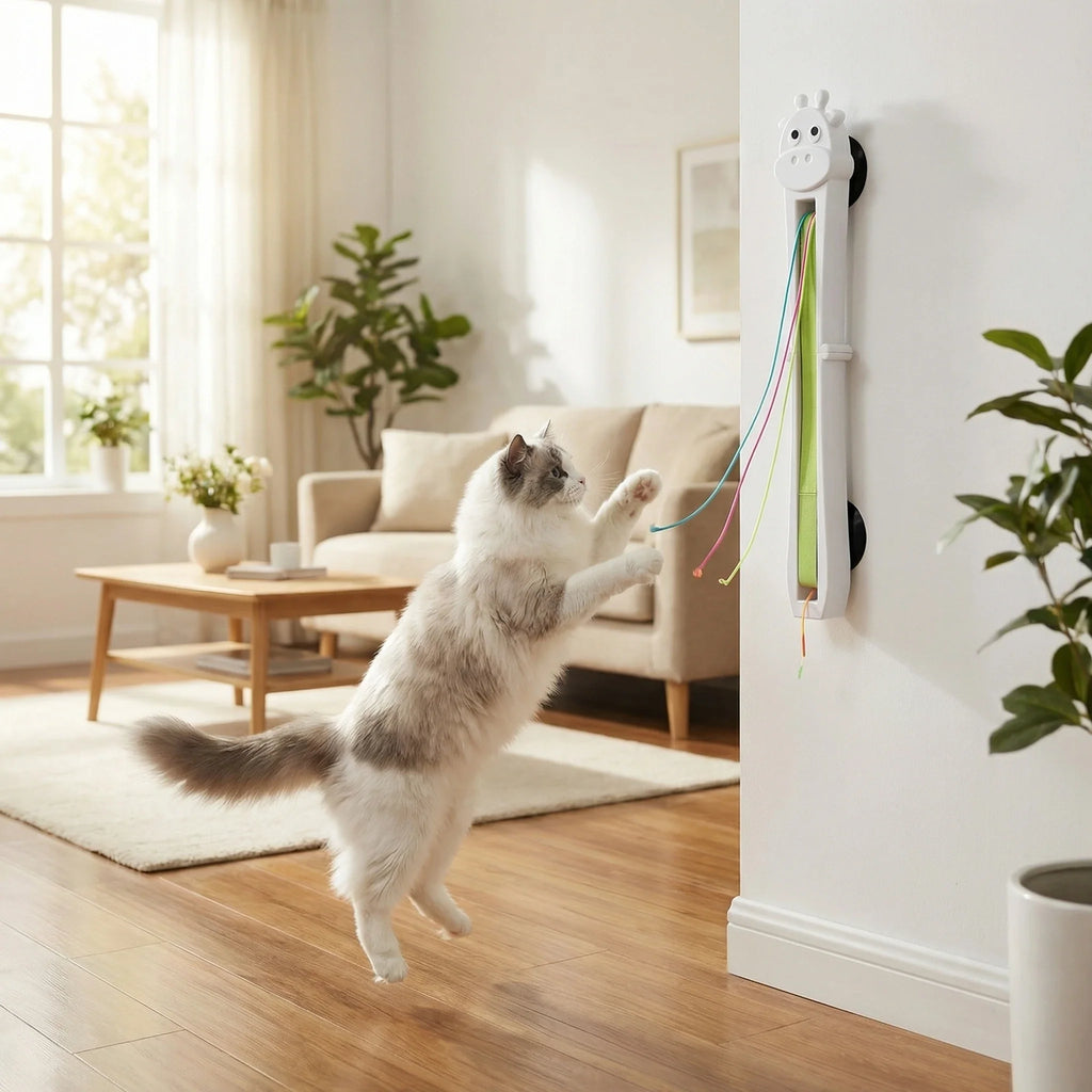 Fully automatic giraffe cat teasing machine, automatically tightens and throws ropes, allowing cats to relax and relieve boredom