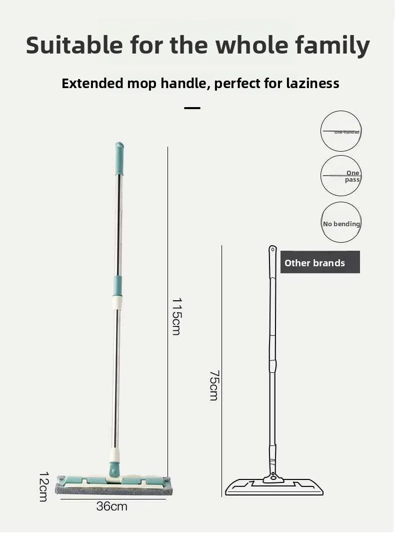 YUOSDON Broom Holder Flat Mop Cloth Clip Stainless Steel Handle Ultrafine Fiber Mop Head for Home Office School Cleaning