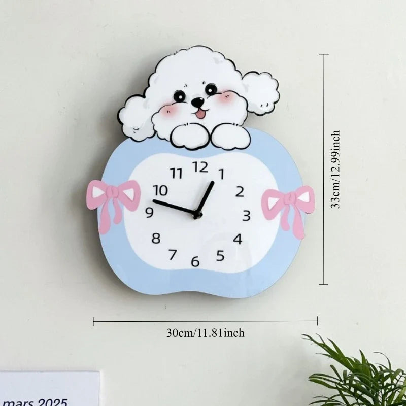 Cute Swing Clock, Silent Decoration, Creative Clock, Pet Living Room, Cartoon Dog Wall Clock
