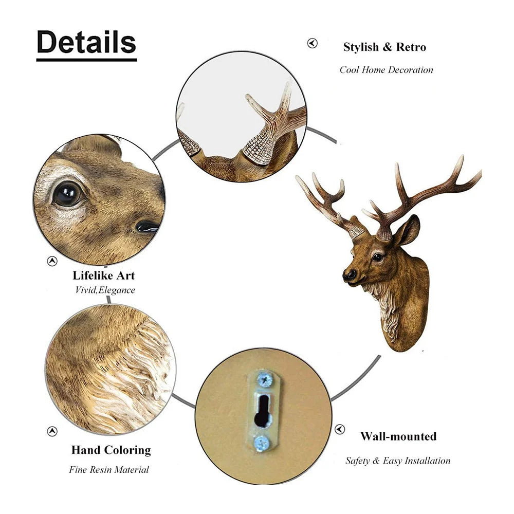 Deer Head Inch Faux Animal Head - White product view