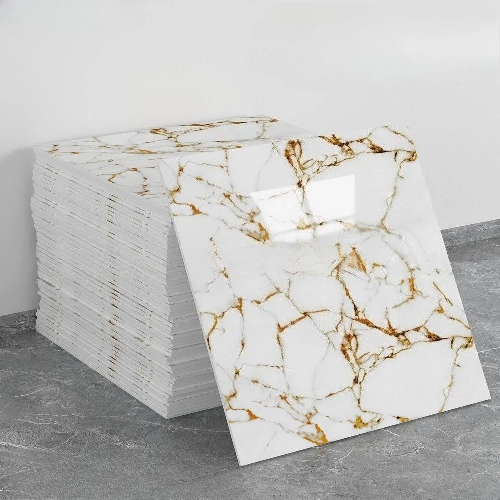 Marble Peel and Stick Backsplash Waterproof Washroom Wall Panels, Peel and Stick Tile, PVC Wall Panels for Kitchen