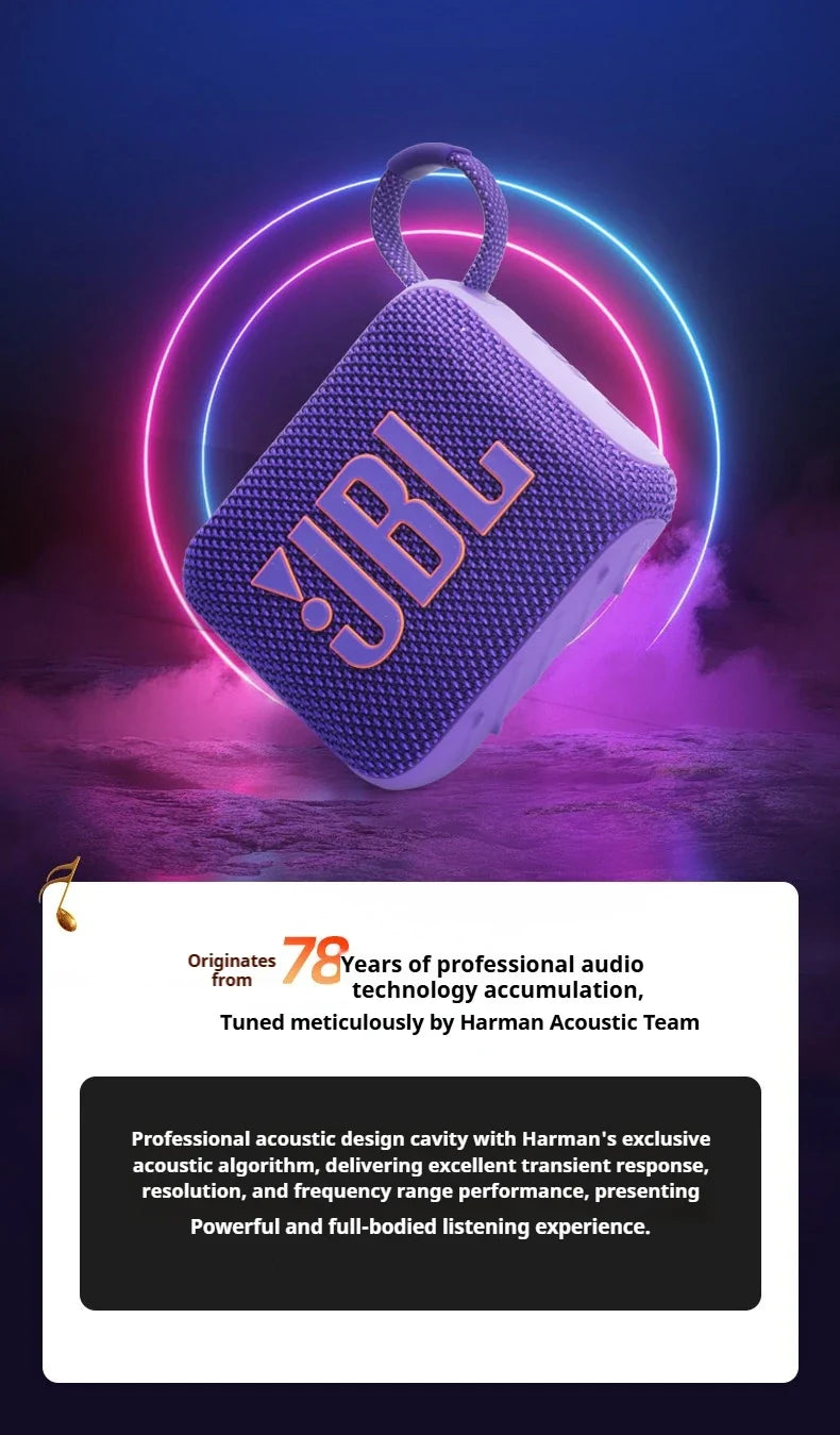 JBL Go 4 Compact large-volume audio system with low power consumption operation and full-device compatibility