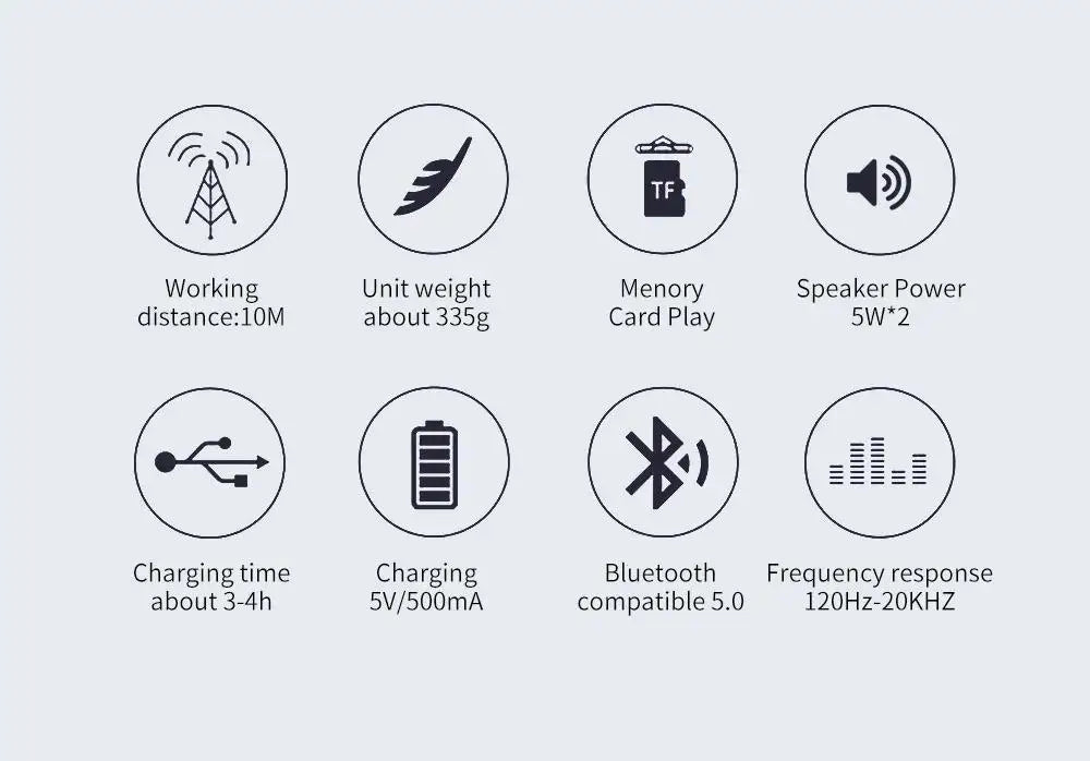 Portable Bluetooth Speaker Wireless , Ipx4 Waterproof Bluetooth 5.0 TWS MP3 Player Paring Aux & Tf-Card Input for Home  Outdoor