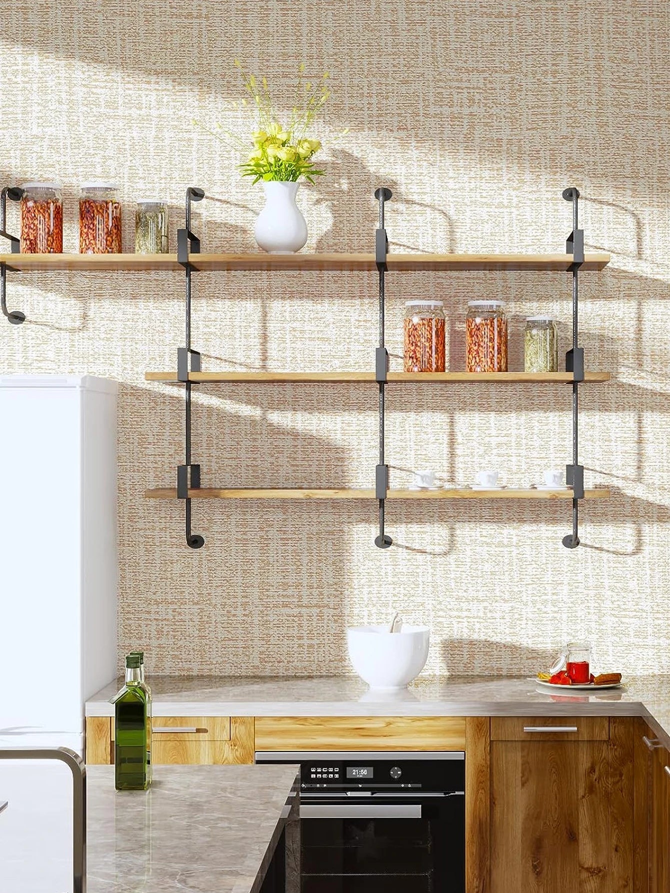 Grasscloth Peel and Stick Wallpaper Linen Self Adhesive Wallpaper Waterproof Removable Contact Paper for Cabinets Countertops