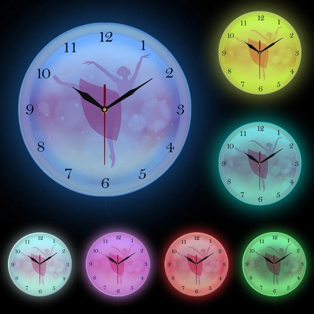 Girl Bedroom Decor Ballet Girl Princess Pink Wall Clock Baby Girl Dancing Wall Clock Ballerina Moving Leg Dancing Clock Watch