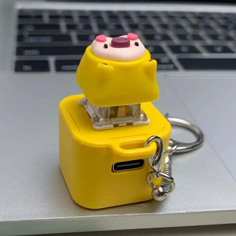 Funny Croaking Frog Keychain Rechargeable Frog/Pig/Dog Cat Keyboard Fidget Clicker Sound Keychain with LED for Stress Relief