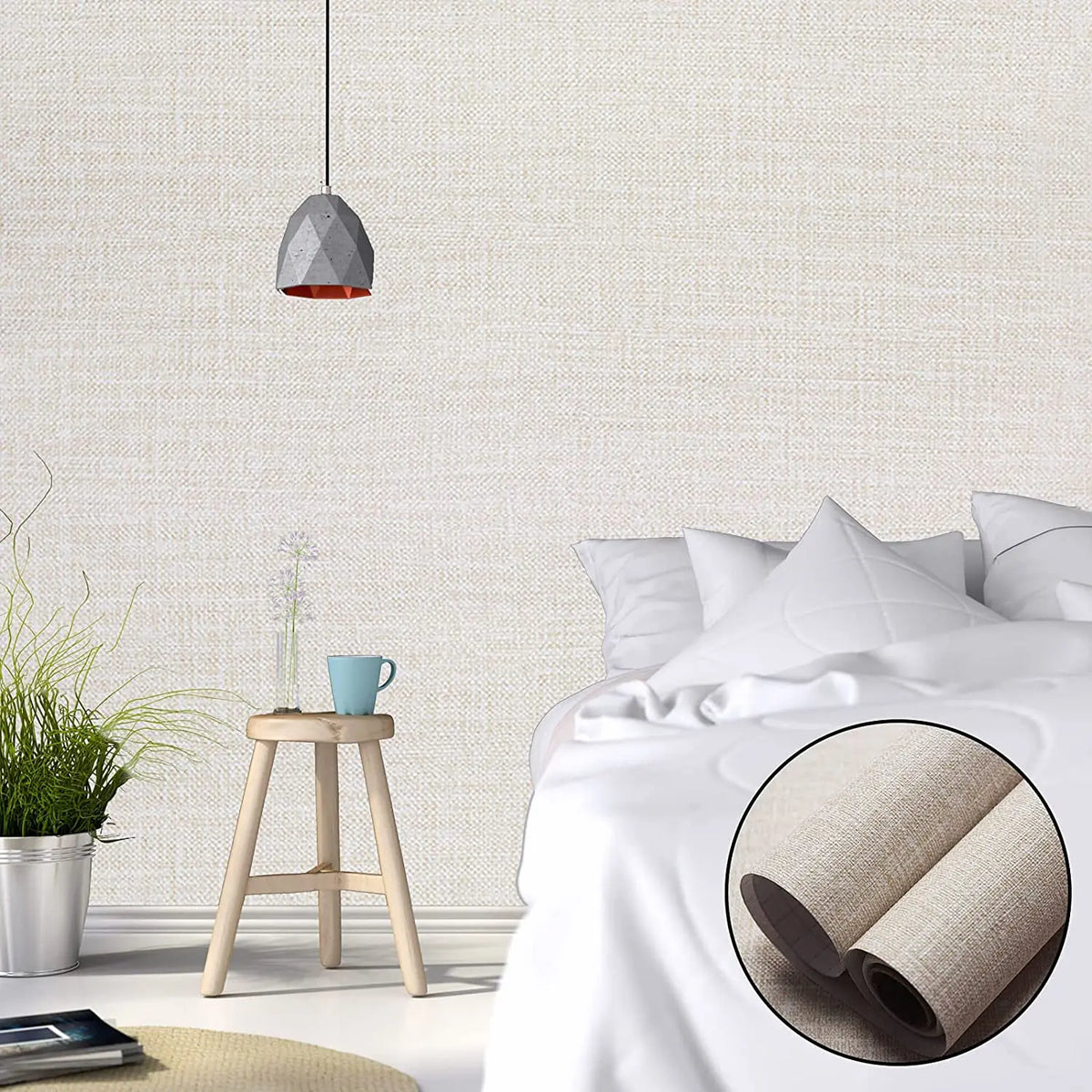 Peel Stick Wallpaper Linen Self Adhesive - mi huang ma bu 40 x 500 cm product view