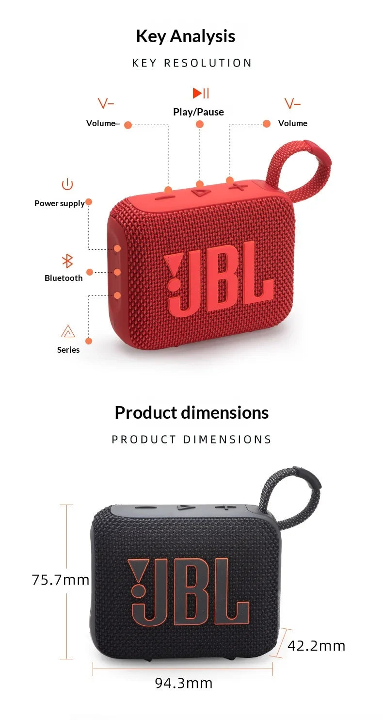 JBL Go 4 Compact large-volume audio system with low power consumption operation and full-device compatibility