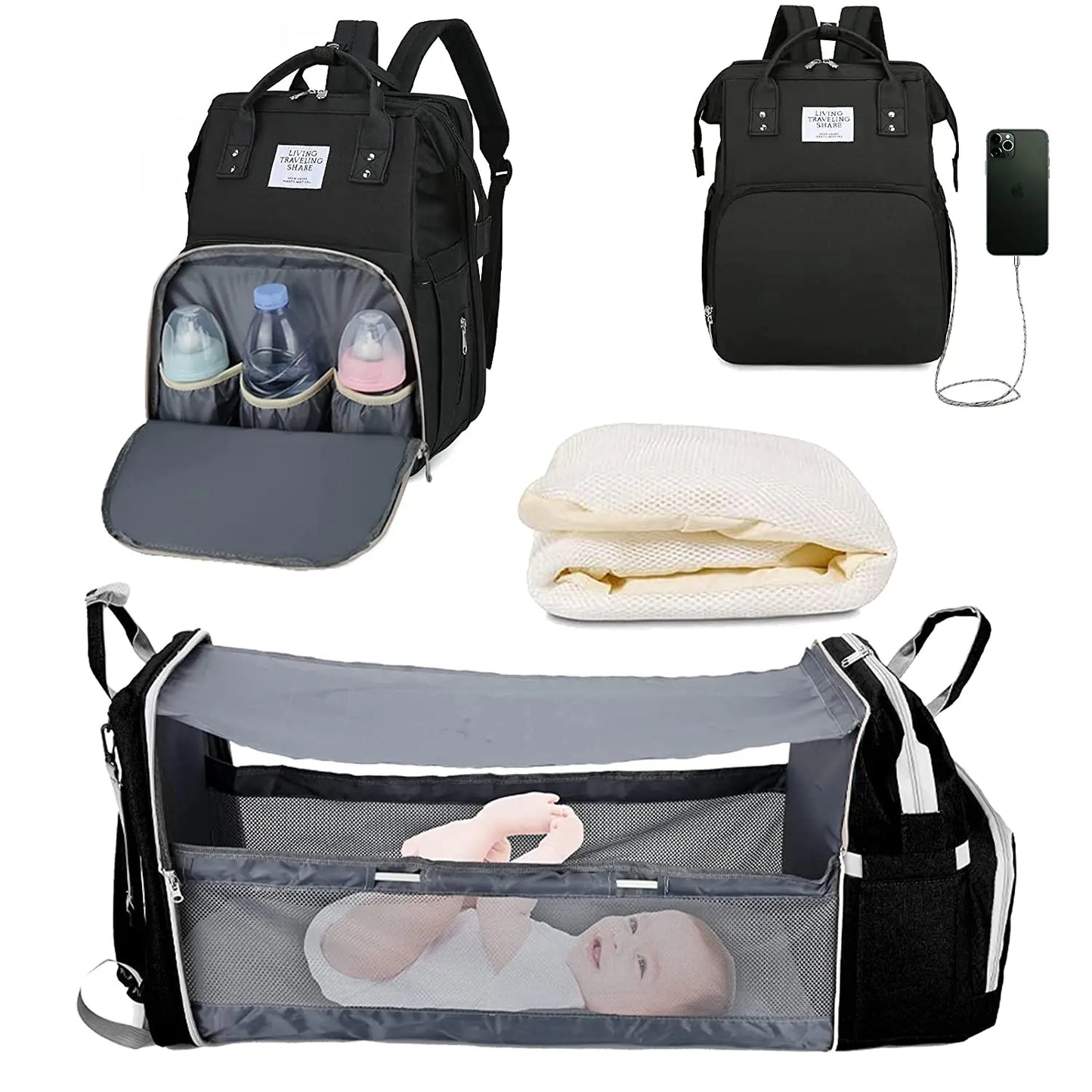 NestVoyage™ 3‑in‑1 Diaper Bag & Portable Changing Station