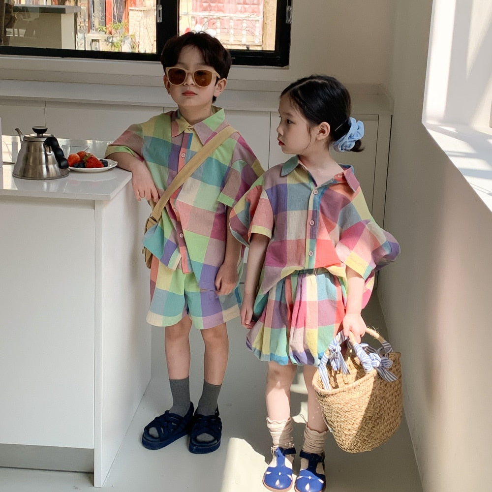 Rainbow Rascals Plaid Set
