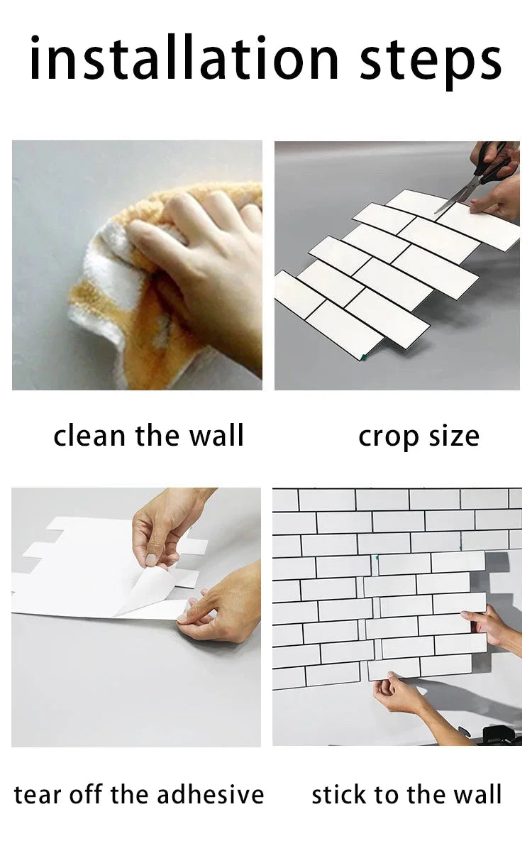 3D Peel and Stick White Subway Wall Tile Sticker Wallpaper Backsplash Of Kitchen Wall Tile Stickers Peel and StickWall Tile