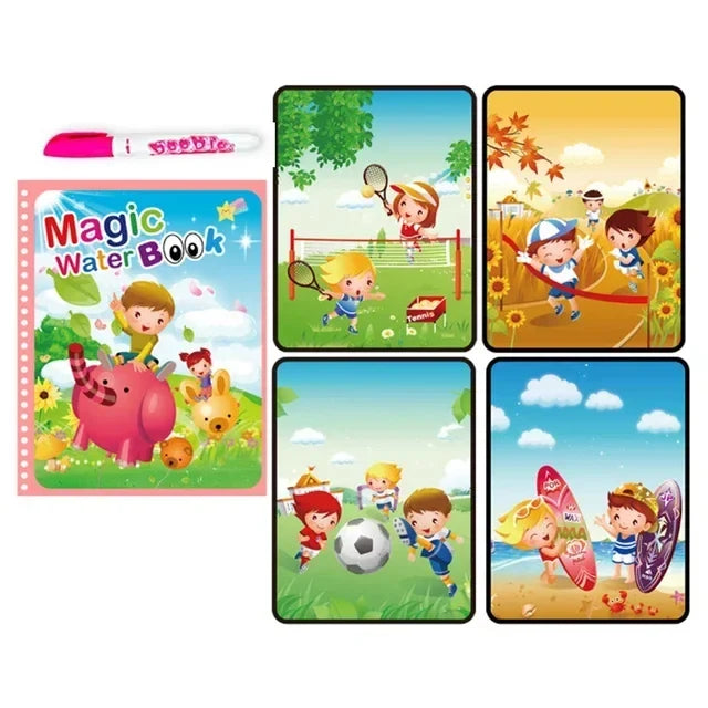 Magic Water Book with Pen Children Learning  Education Toy Baby Montessori Toys Drawing Coloring Books for Kids 2 To 4 Years Old
