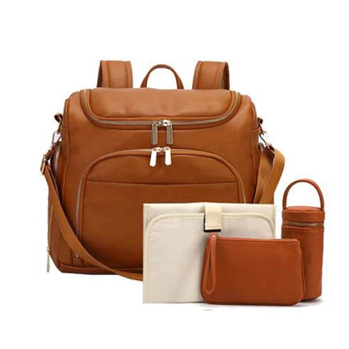 Premium Extra Large Vegan Leather Diaper Bag Tote Backpack