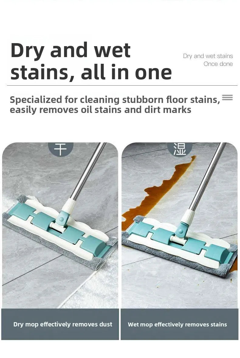 YUOSDON Broom Holder Flat Mop Cloth Clip Stainless Steel Handle Ultrafine Fiber Mop Head for Home Office School Cleaning