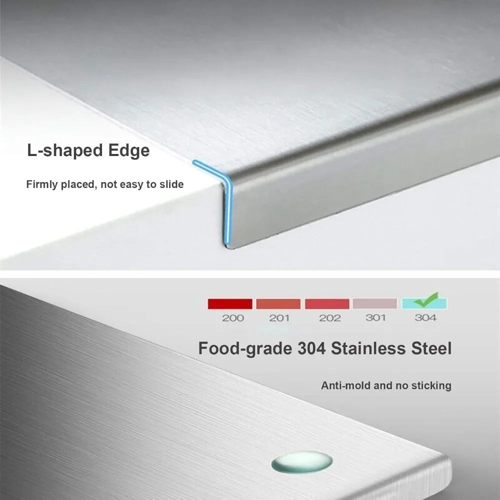 Food Grade Stainless Steel Chopping Board 304 Cutting Board Non-slip Edge Suitable for Cutting Vegetables Pastries Kitchen Tools