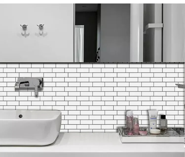 3D Peel and Stick White Subway Wall Tile Sticker Wallpaper Backsplash Of Kitchen Wall Tile Stickers Peel and StickWall Tile