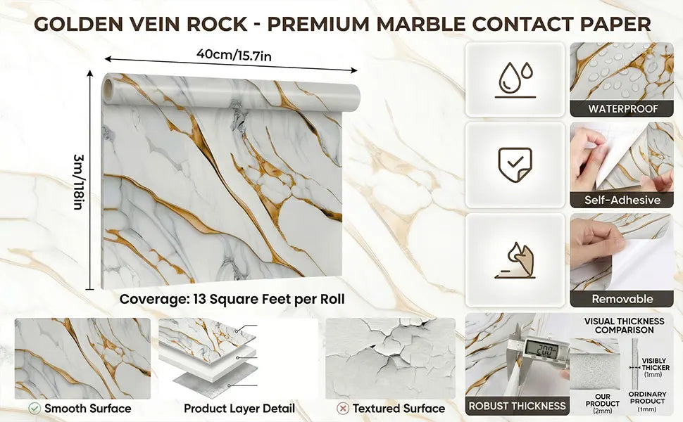 40X300CM Peel and Stick Wallpaper Contact Paper Self-Adhesive and Removable IXPE Waterproof Contact Paper for bedroom bathroom