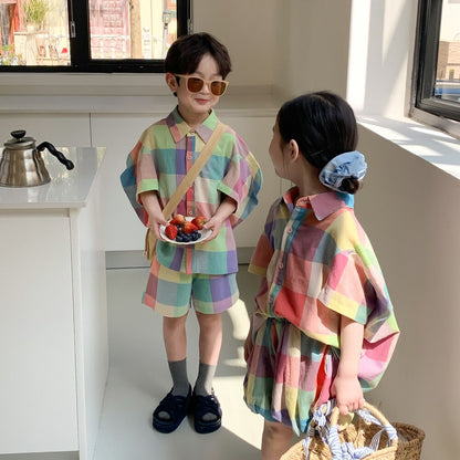 Rainbow Rascals Plaid Set