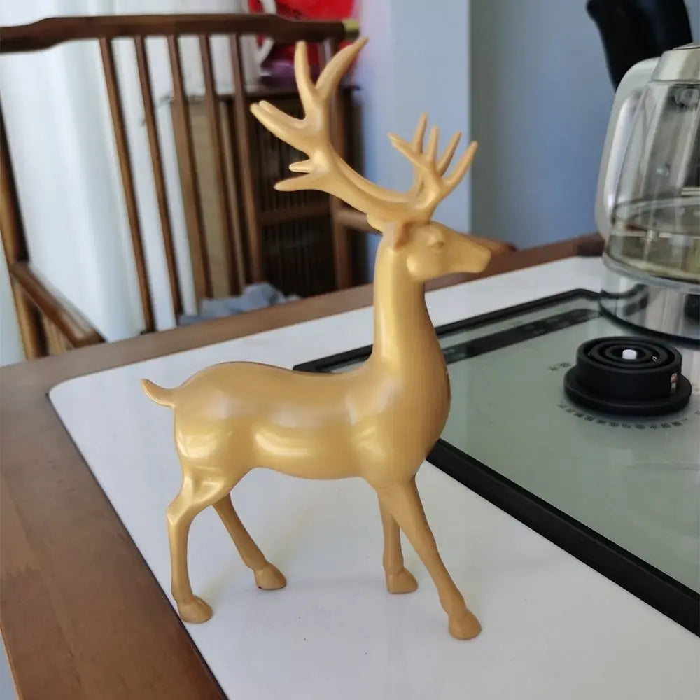 Creative Deer Desktop Ornament Sitting/Standing Position Modern Reindeer Sculpture Cute Durable Christmas Deer Statue