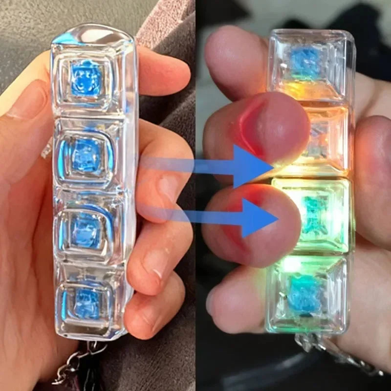 New Stress Anxiety Relief Keyboard Keychain Four Finger Button for Office Home Adults Kid Decompression Clicker Hot Gadget Gifts