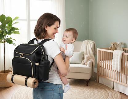 Premium Extra Large Vegan Leather Diaper Bag Tote Backpack