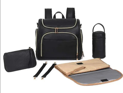 Premium Extra Large Vegan Leather Diaper Bag Tote Backpack