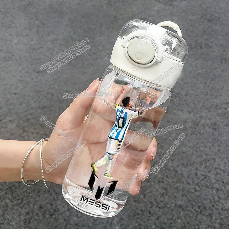 400ml CR7 Ronaldo Transparent Straw Bottle Football Star Outdoor Sport School Kid Water Cup Boy Girl Travel Fitness Drink Bottle
