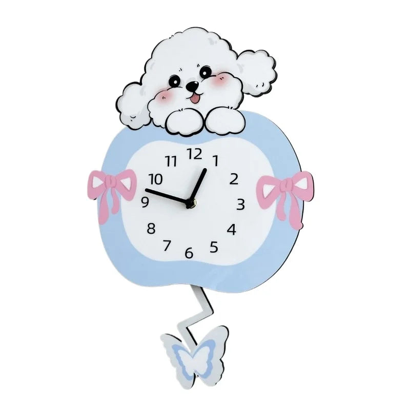 Cute Swing Clock, Silent Decoration, Creative Clock, Pet Living Room, Cartoon Dog Wall Clock