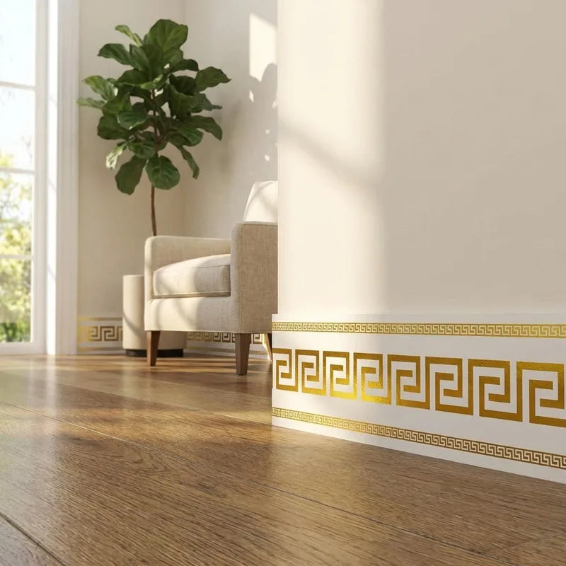 Self Adhesive Skirting Board PVC Soft Wall Trim Strip Waist Line Sticker Waterproof Gold Border Floor Edge Protector Home Decor