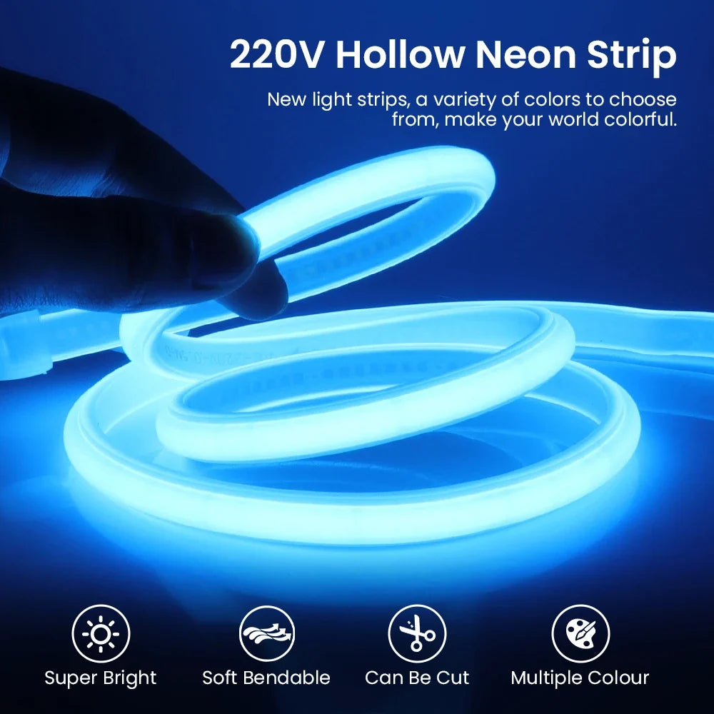 AC 220V COB Neon Light 288Leds/M White Red Ice Blue Pink Yellow Purple Green High Bright CRI RA90 Waterproof Ribbon LED Strip