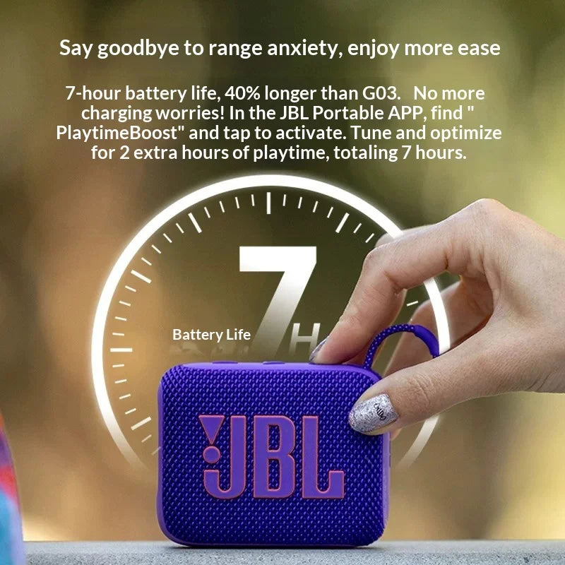 JBL Go 4 Compact large-volume audio system with low power consumption operation and full-device compatibility