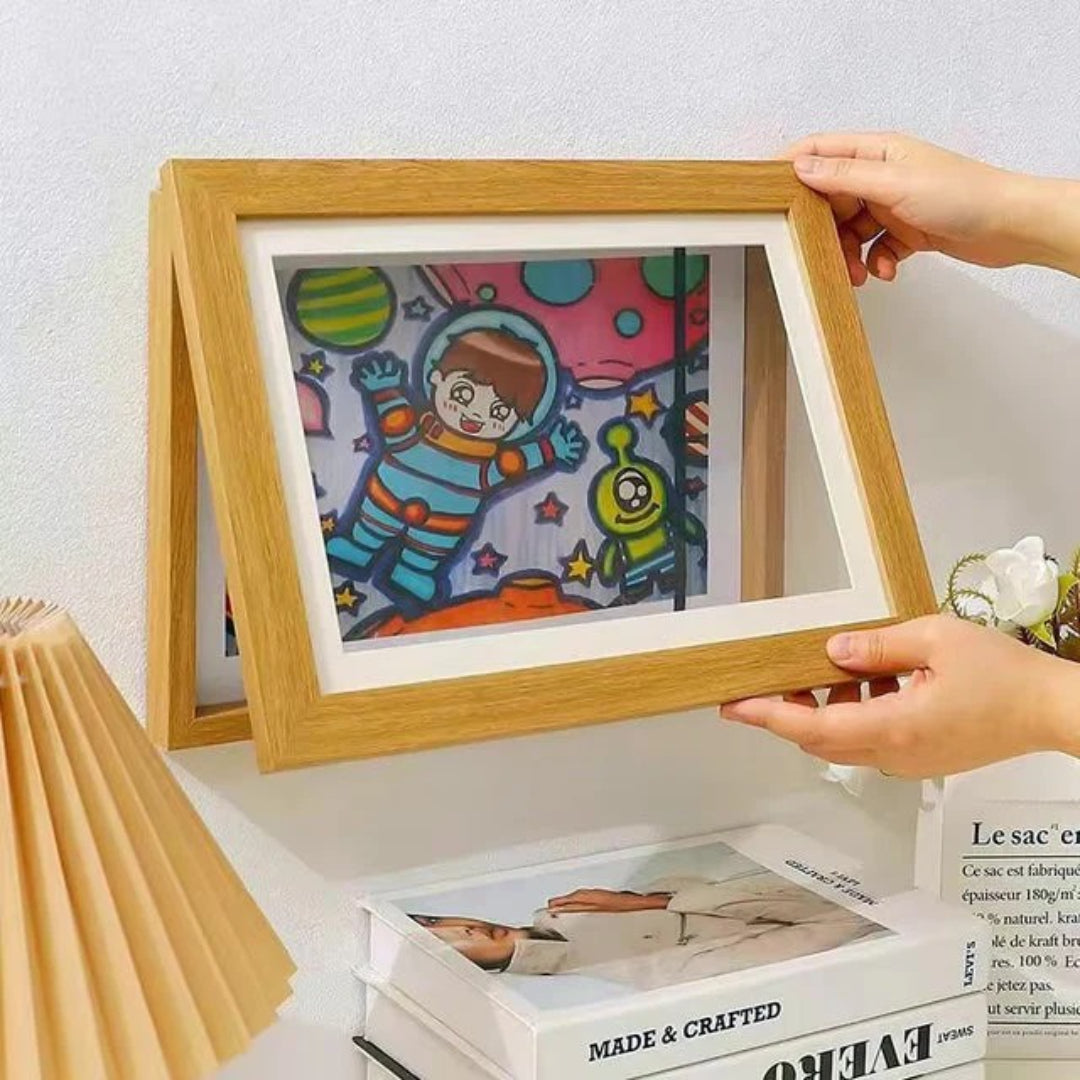 Kids' Art Display Frame with Front Opening for Easy Storage