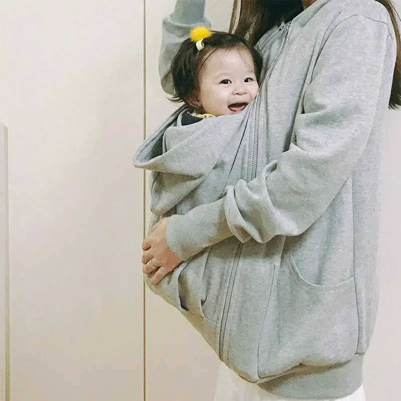 CuddleNest™ Cozy Babywearing Hoodie for Moms & Babies