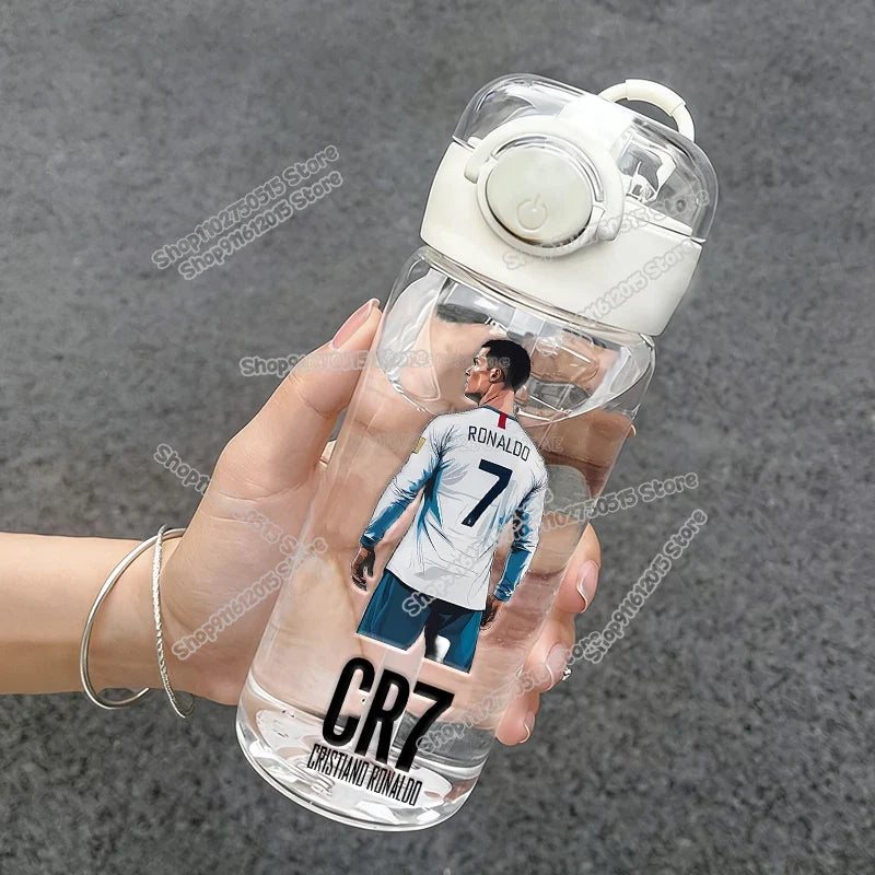 400ml CR7 Ronaldo Transparent Straw Bottle Football Star Outdoor Sport School Kid Water Cup Boy Girl Travel Fitness Drink Bottle