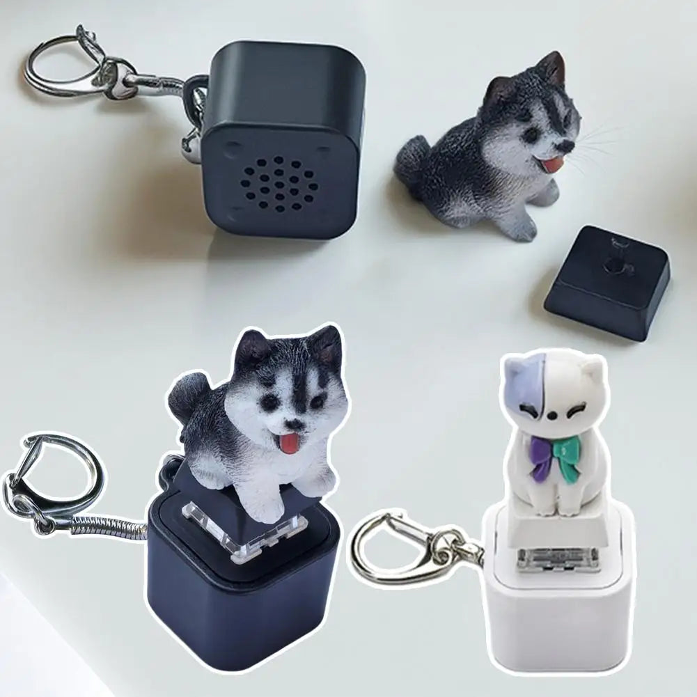 Funny Croaking Frog Keychain Rechargeable Frog/Pig/Dog Cat Keyboard Fidget Clicker Sound Keychain with LED for Stress Relief