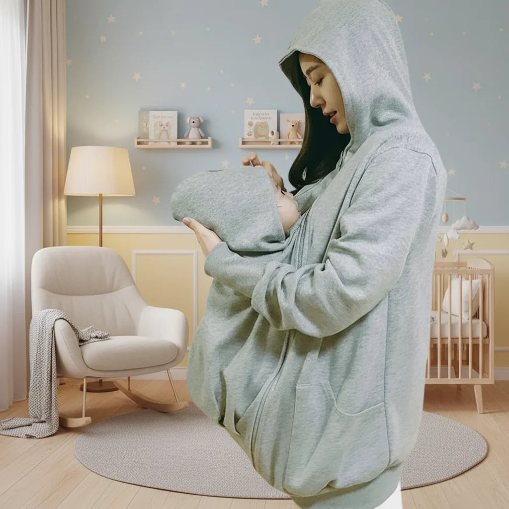 CuddleNest™ Cozy Babywearing Hoodie for Moms & Babies