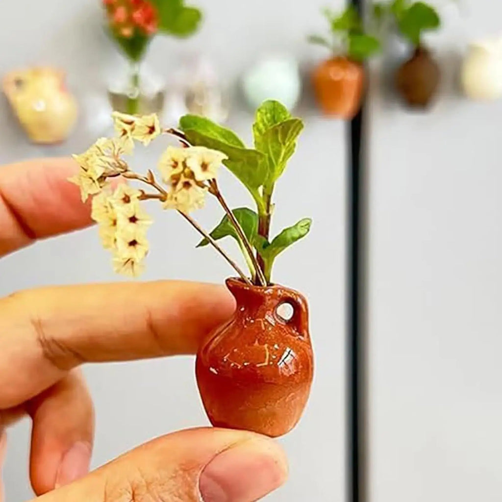 Fridge Vase Tiny Flower Vase Magnets for Fridge 8 Pieces Resin Funny Plant Pots Kitchen Decor for Refrigerator Home Decorations