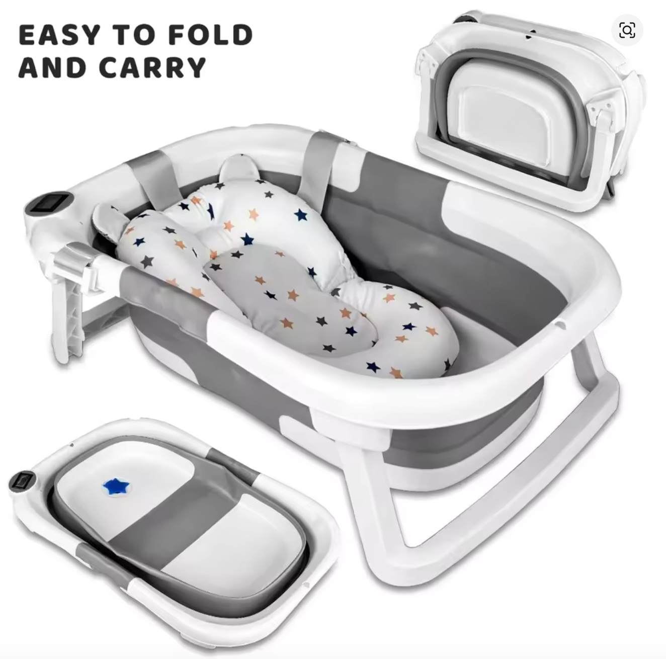 Baby Bathtub with Non-Slip Mat Cushion