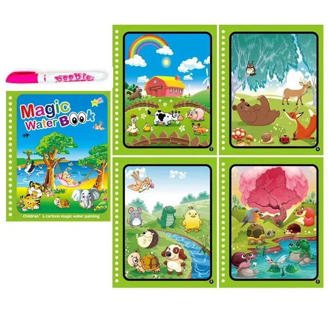 Magic Water Book with Pen Children Learning  Education Toy Baby Montessori Toys Drawing Coloring Books for Kids 2 To 4 Years Old