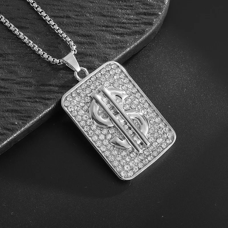 Exquisite Creative Bubble Letter Xo Inlaid White Zircon Pendant Necklace Men\\'s Fashion Casual Party Jewelry Holiday Gifts